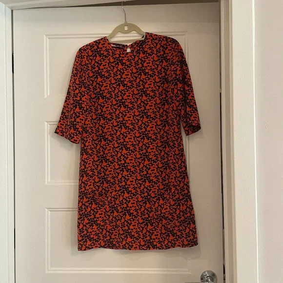 open lace back dress 100% Cotton Black Floral Mini Dress - All Dresses